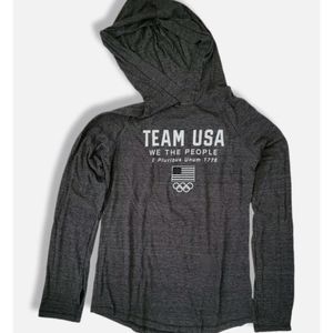 USA TEAM OLYMPIC APPAREL Womans Size S Dark Gray T-shirt Long Sleeve Hoodie